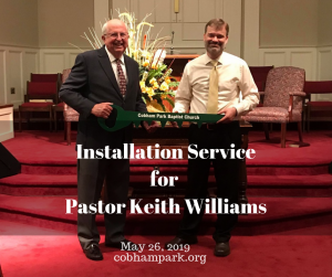 Installation Service for Pastor Keith Williams